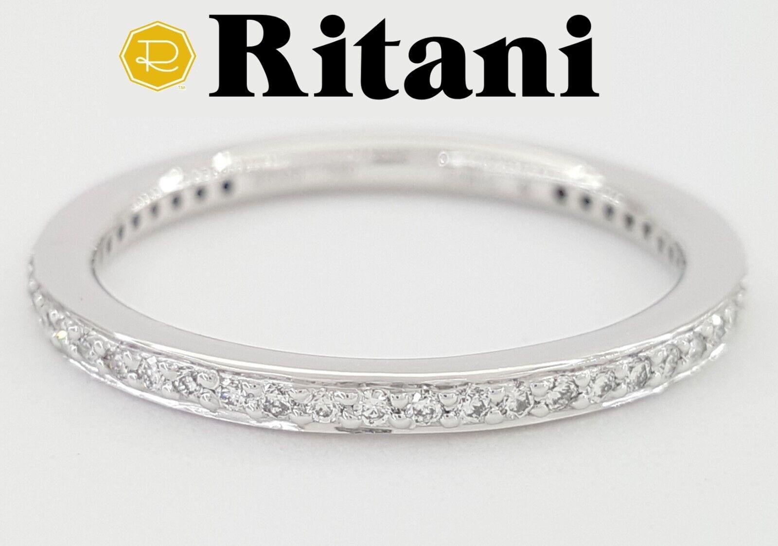 Ritani Micropave Diamond Eternity Wedding Band Ring 0.24 ct 31694 18k White Gold