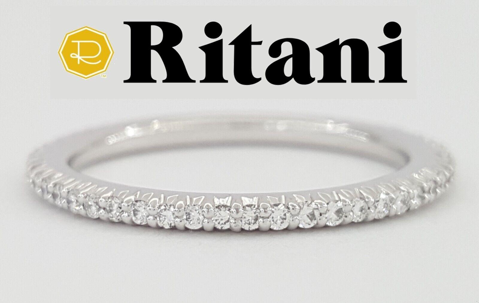 Ritani Micropave Diamond Eternity Wedding Band Ring 0.30 ct 33700 18k White Gold