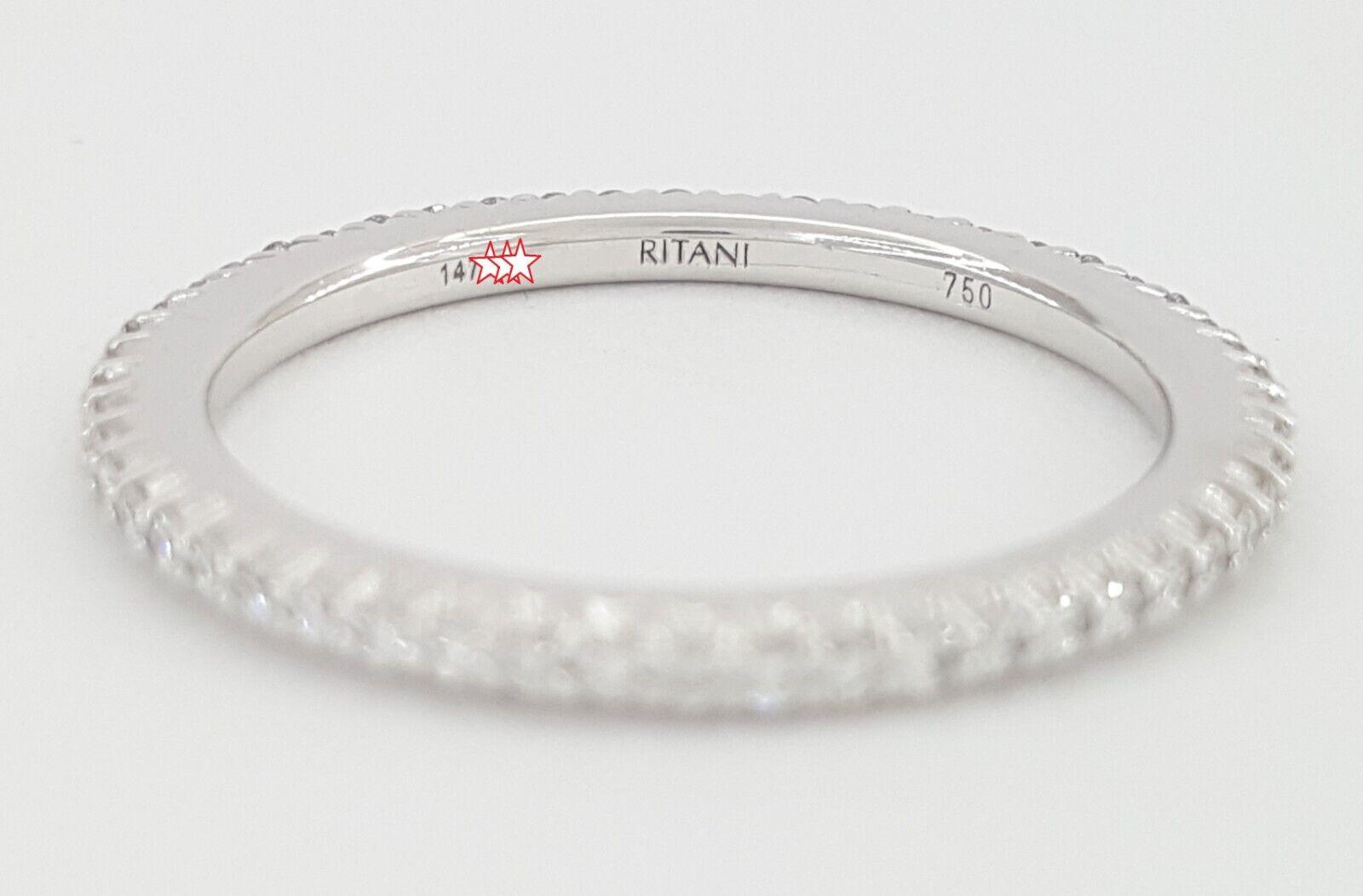 Ritani Micropave Diamond Eternity Wedding Band Ring 0.30 ct 33700 18k White Gold