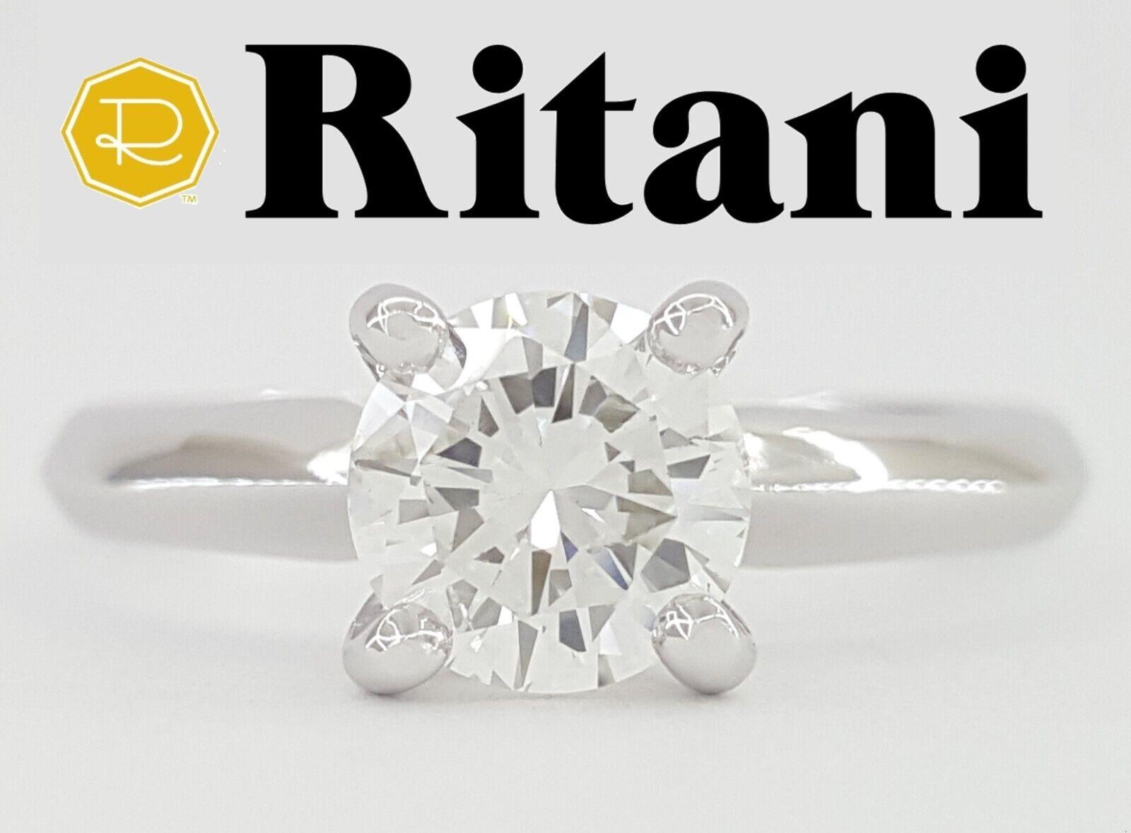 Ritani Natural Round Diamond Solitaire Engagement Ring 0.84 ct 18K & Plat 4,195