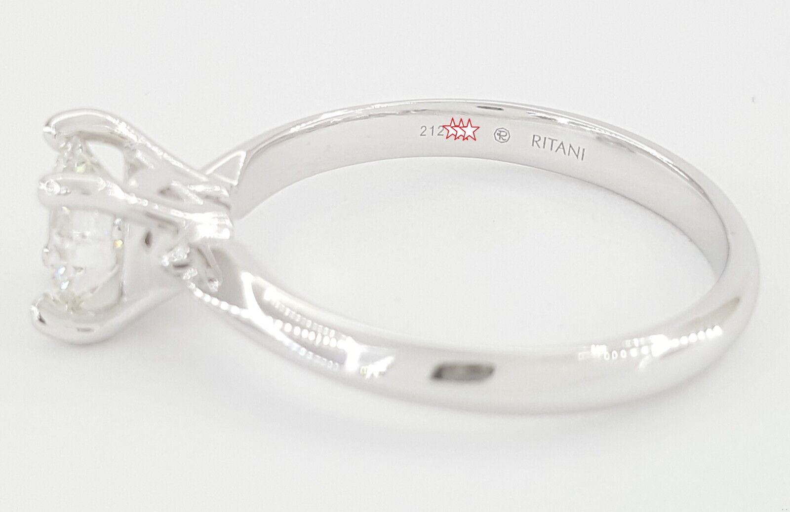 Ritani Natural Round Diamond Solitaire Engagement Ring 0.84 ct 18K & Plat 4,195