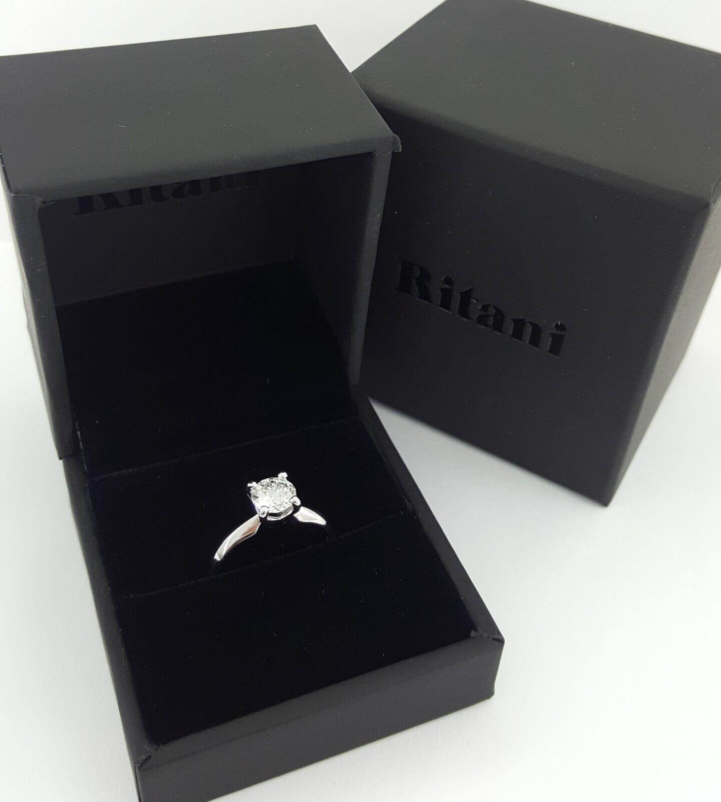 Ritani Natural Round Diamond Solitaire Engagement Ring 0.84 ct 18K & Plat 4,195