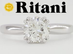 Ritani Natural Round Diamond Solitaire Engagement Ring 1.01 ct 14k & Platinum