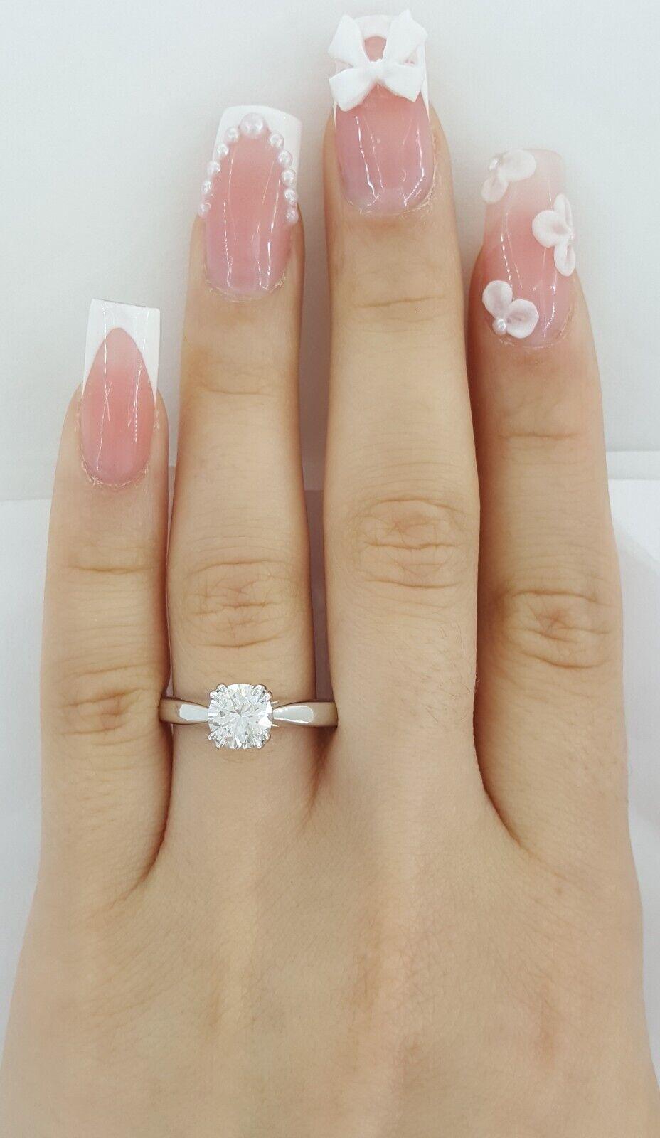 Ritani Natural Round Diamond Solitaire Engagement Ring 1.01 ct 14k & Platinum