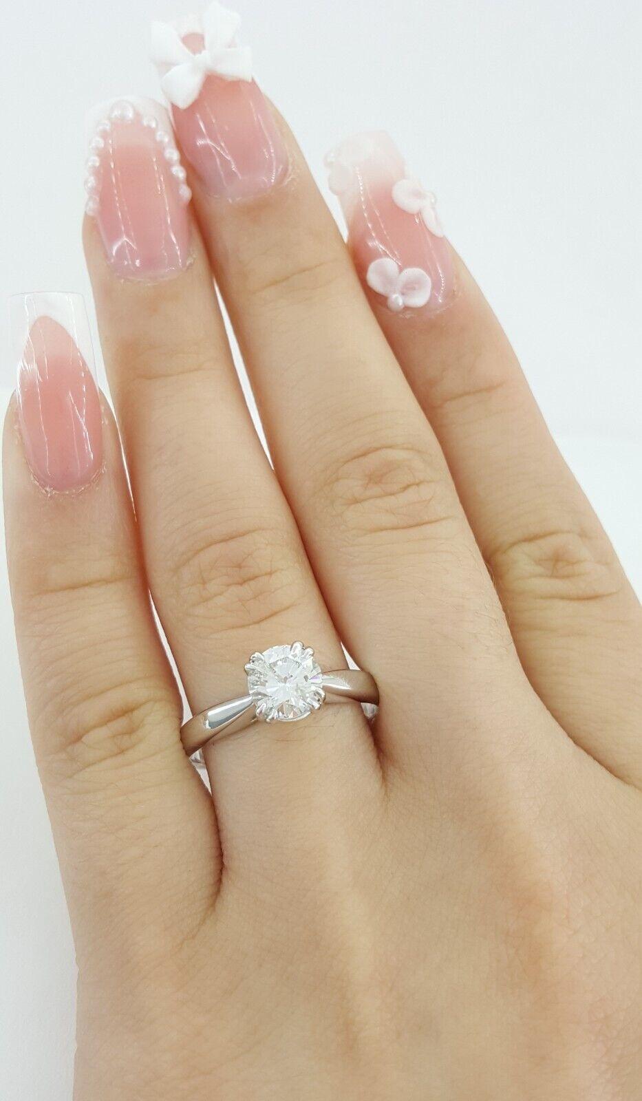 Ritani Natural Round Diamond Solitaire Engagement Ring 1.01 ct 14k & Platinum