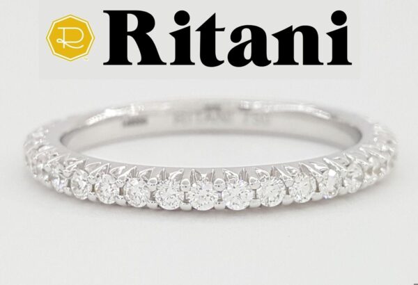 Ritani S35-8 Stackable Eternity 0.64 ct 18K White Round Diamond Band Rtl 2,600