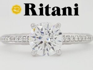 Ritani Semi-Mount Diamond Engagement Ring 0.12ct 14k White Gold 1RZ2851 RTL 1.2k