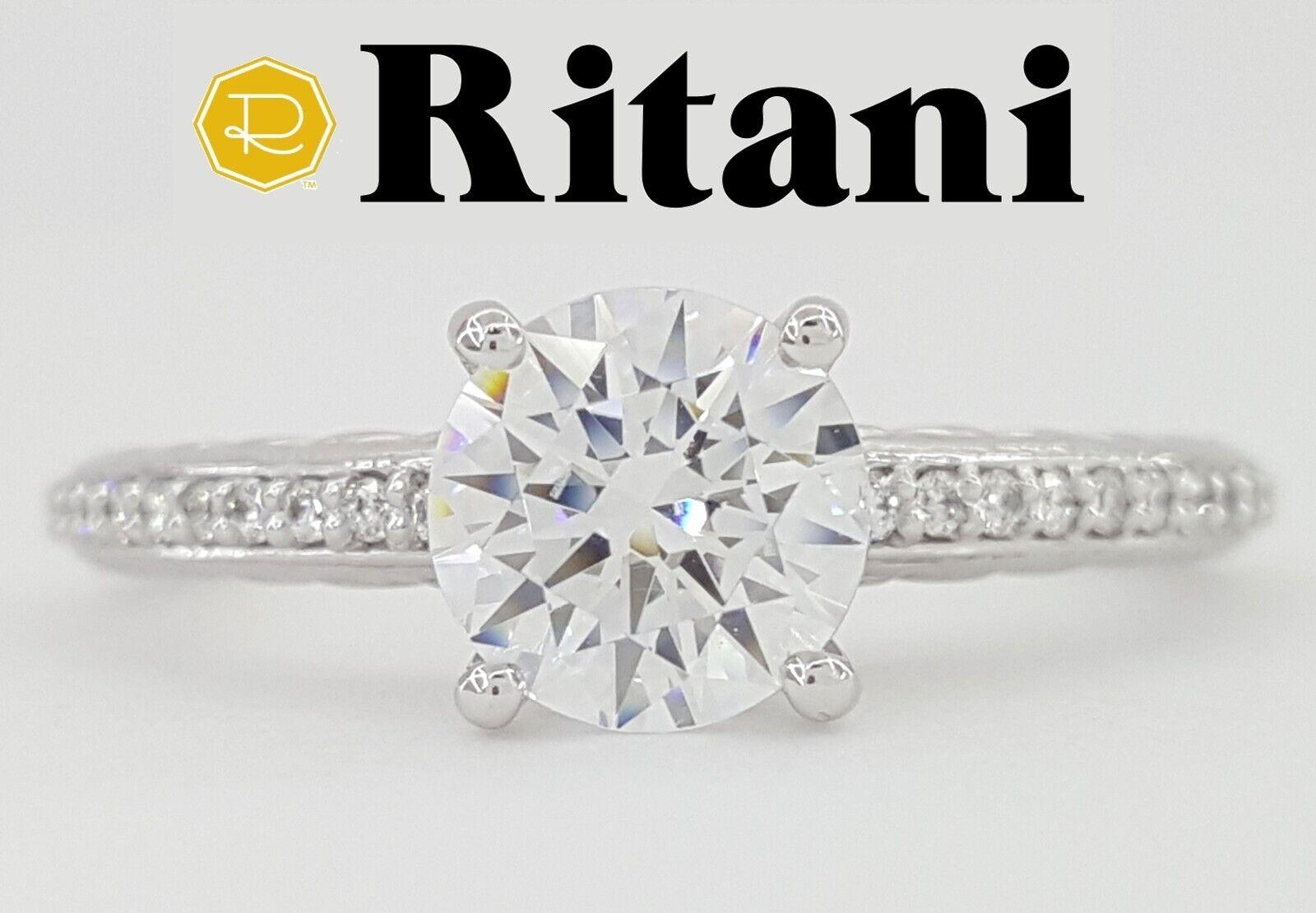 Ritani Semi-Mount Diamond Engagement Ring 0.12ct 14k White Gold 1RZ2851 RTL 1.2k