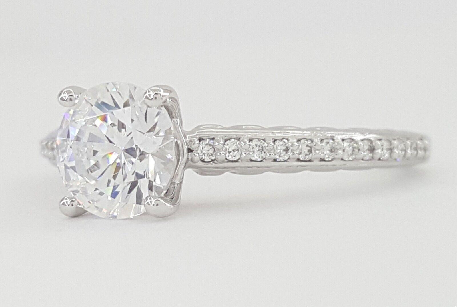 Ritani Semi-Mount Diamond Engagement Ring 0.12ct 14k White Gold 1RZ2851 RTL 1.2k