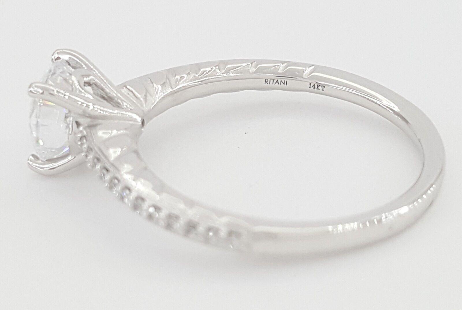 Ritani Semi-Mount Diamond Engagement Ring 0.12ct 14k White Gold 1RZ2851 RTL 1.2k