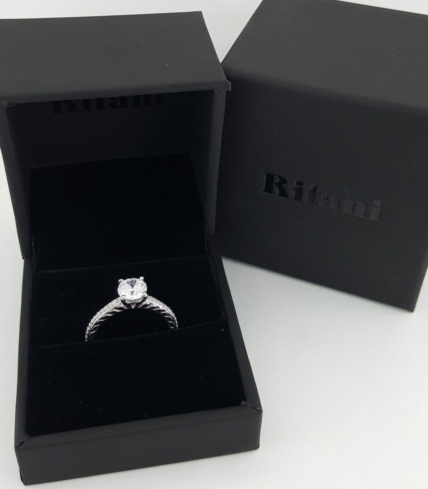 Ritani Semi-Mount Diamond Engagement Ring 0.12ct 14k White Gold 1RZ2851 RTL 1.2k