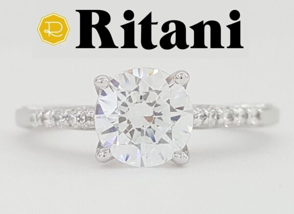 Ritani Semi-Mount Diamond Engagement Ring 0.1 ct 18k White Gold 1RZ2841 RTL 1.8K