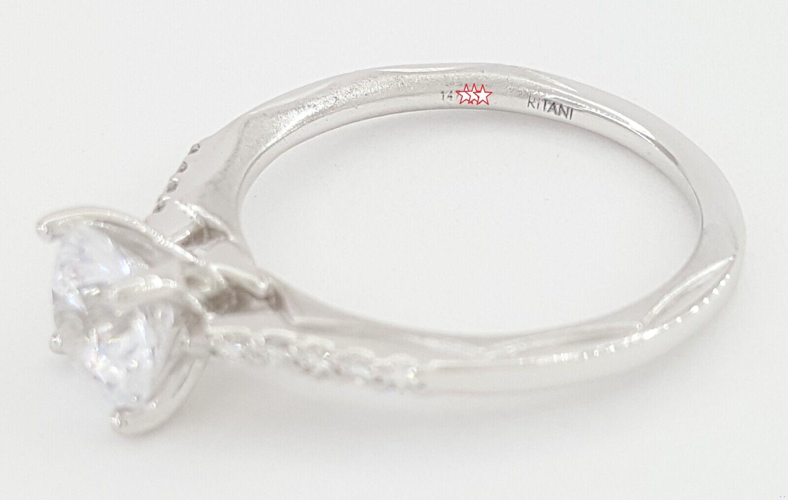 Ritani Semi-Mount Diamond Engagement Ring 0.1 ct 18k White Gold 1RZ2841 RTL 1.8K
