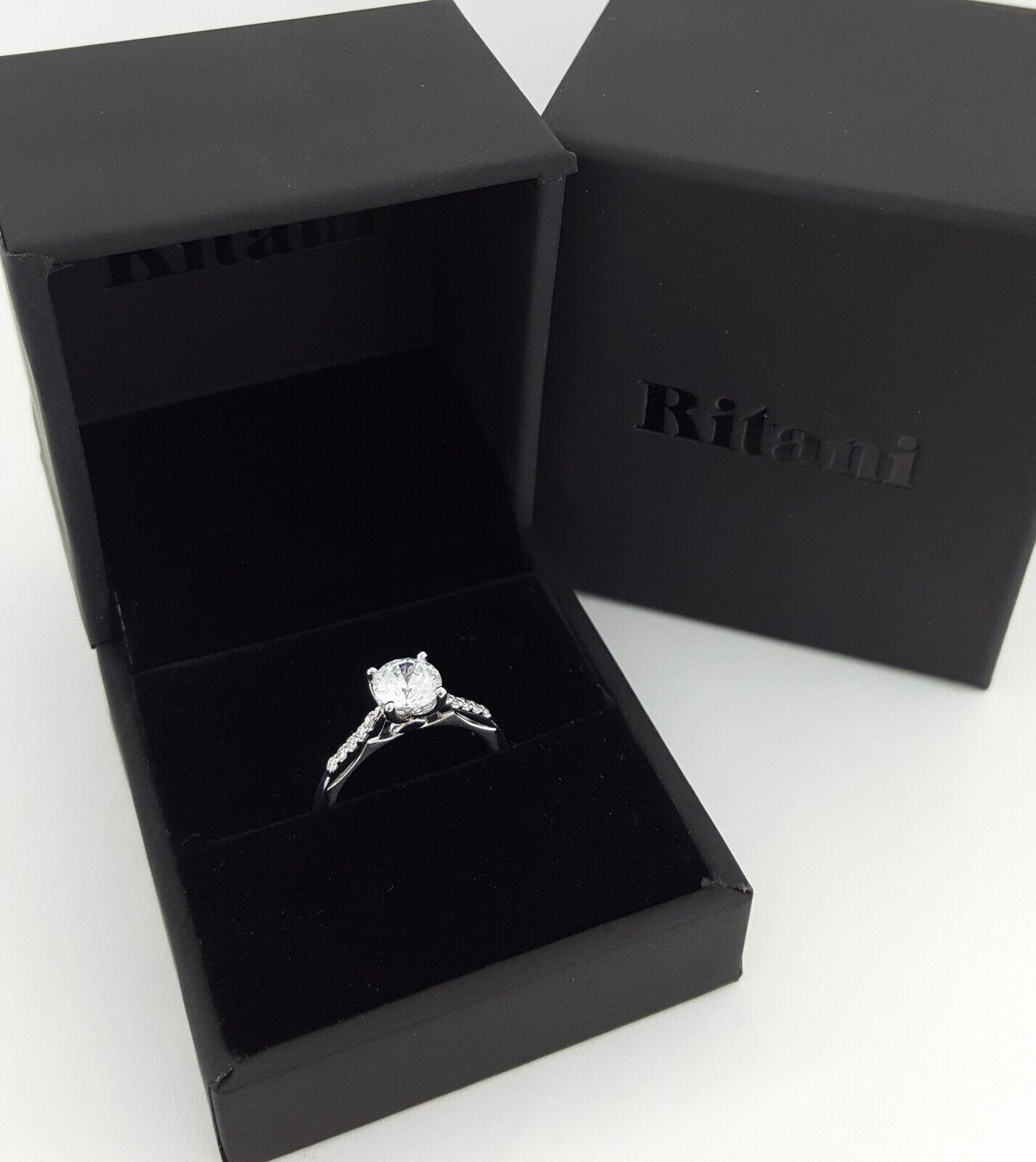 Ritani Semi-Mount Diamond Engagement Ring 0.1 ct 18k White Gold 1RZ2841 RTL 1.8K