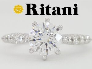 Ritani Semi-Mount Diamond Engagement Ring 0.22ct 14k White Gold 1RZ1345 RTL 1.3k
