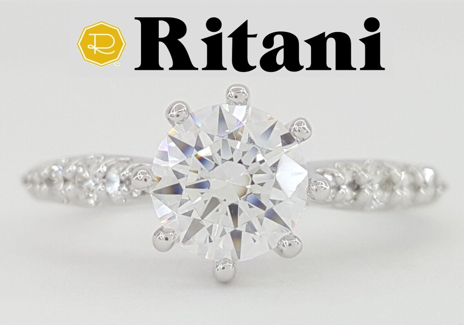 Ritani Semi-Mount Diamond Engagement Ring 0.22ct 14k White Gold 1RZ1345 RTL 1.3k