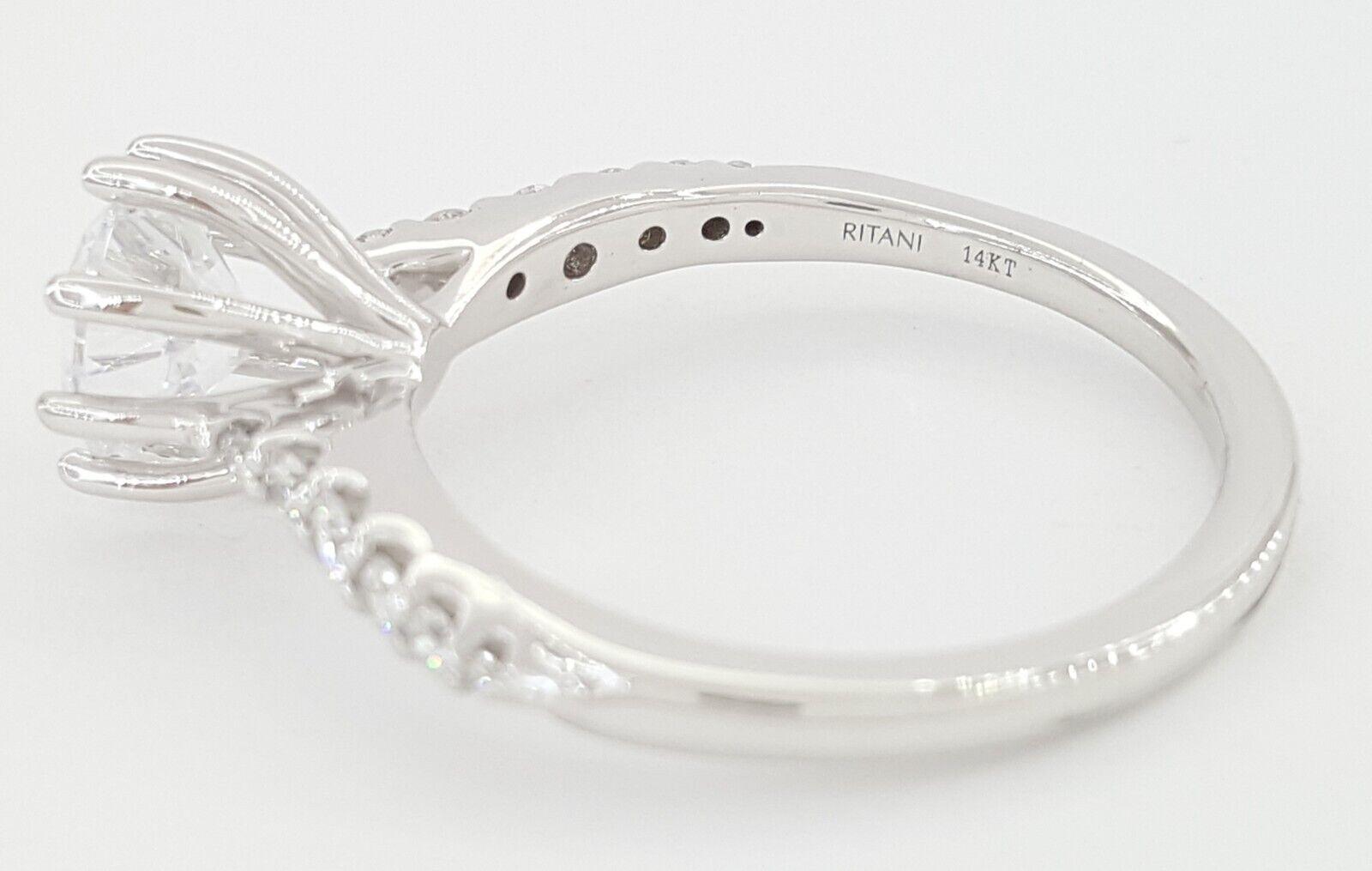 Ritani Semi-Mount Diamond Engagement Ring 0.22ct 14k White Gold 1RZ1345 RTL 1.3k