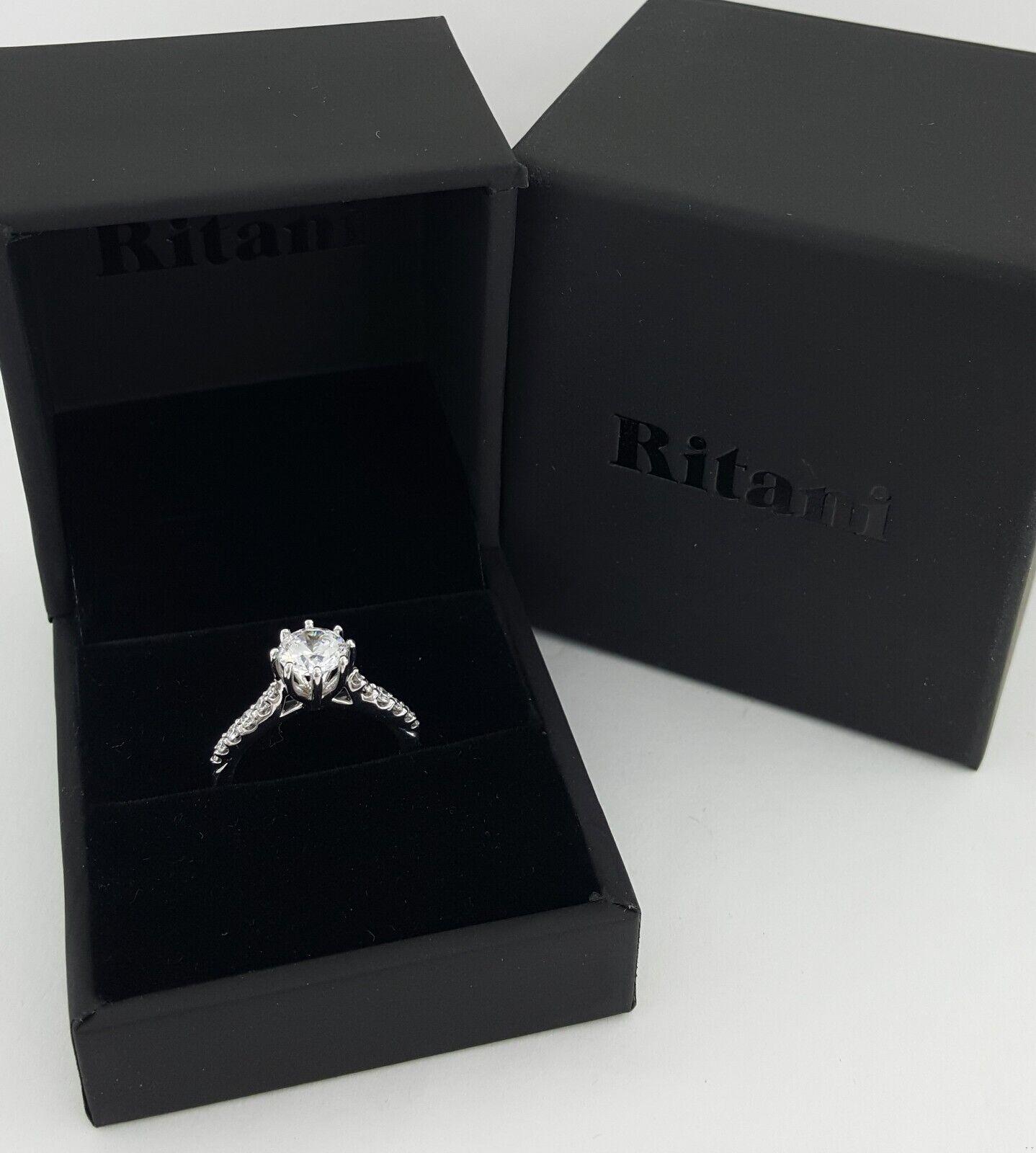 Ritani Semi-Mount Diamond Engagement Ring 0.22ct 14k White Gold 1RZ1345 RTL 1.3k