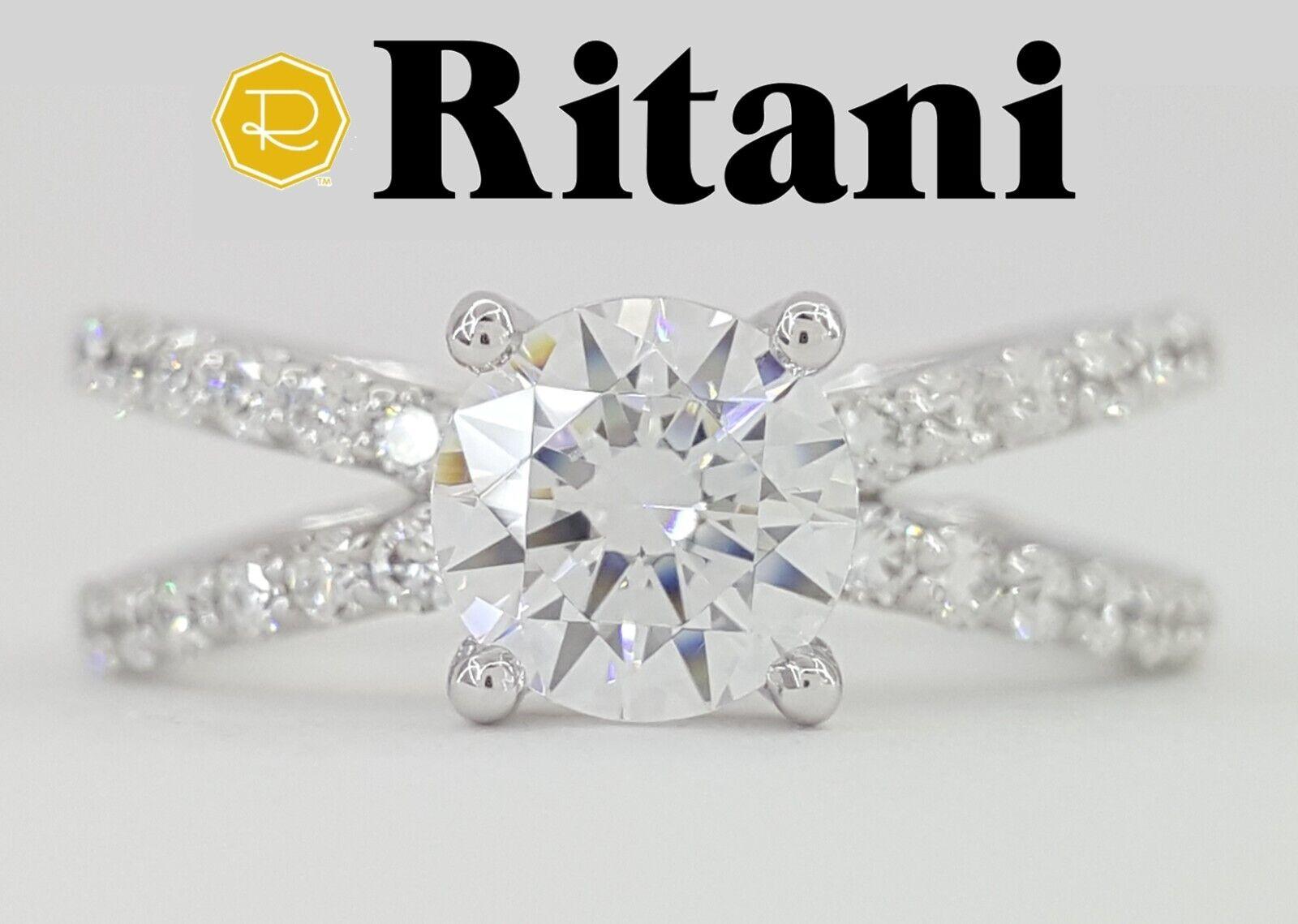Ritani Semi-Mount Diamond Engagement Ring 0.86ct 14k White Gold 1RZ1348 RTL 3.1k