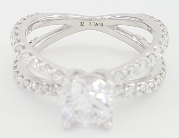 Ritani Semi-Mount Diamond Engagement Ring 0.86ct 14k White Gold 1RZ1348 RTL 3.1k