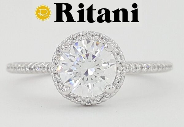 Ritani Semi-Mount Halo Diamond Engagement Ring 0.21 ct 18k White Gold 1RZ3702