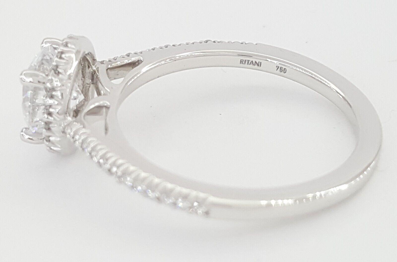 Ritani Semi-Mount Halo Diamond Engagement Ring 0.21 ct 18k White Gold 1RZ3702
