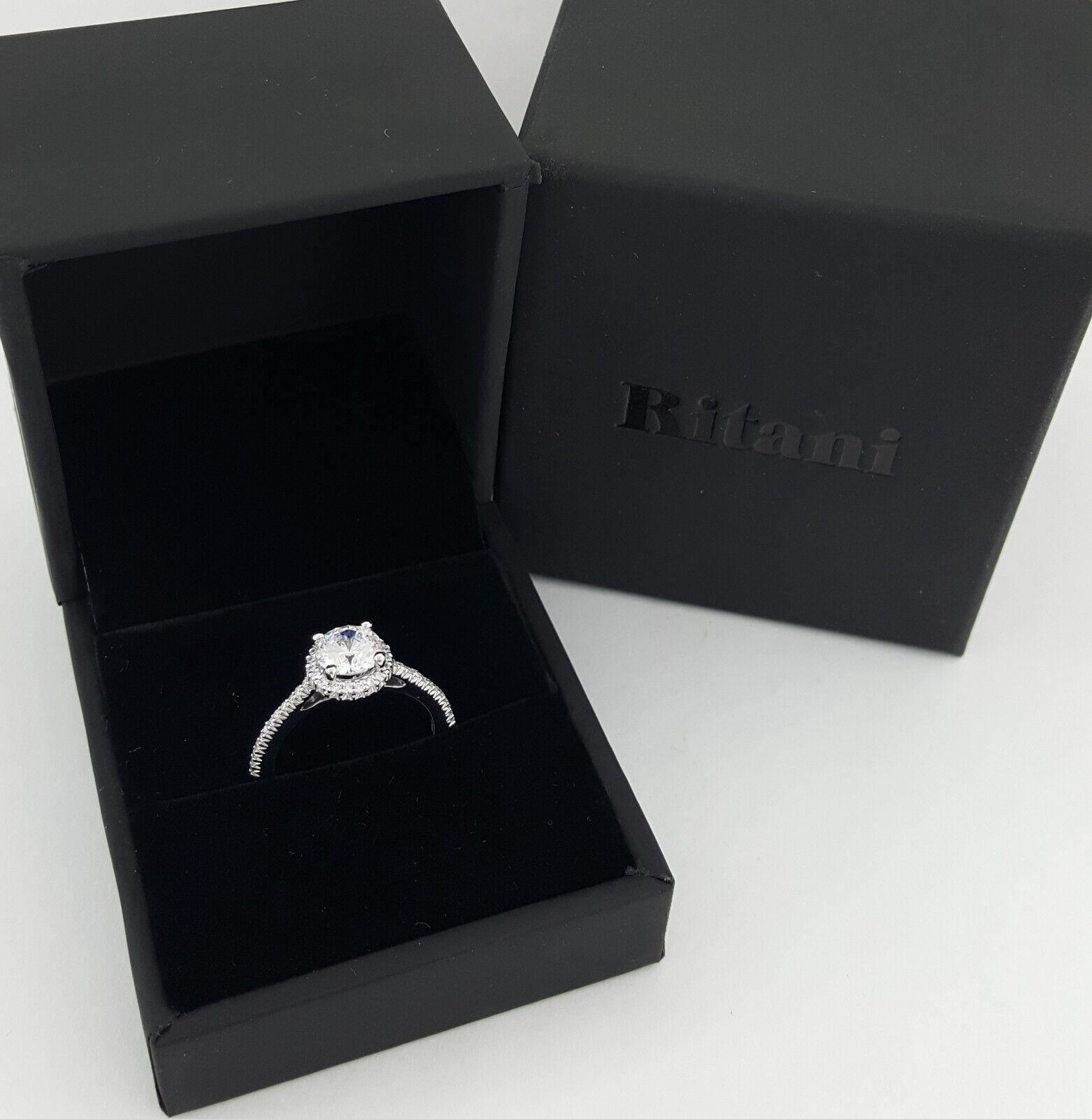 Ritani Semi-Mount Halo Diamond Engagement Ring 0.21 ct 18k White Gold 1RZ3702