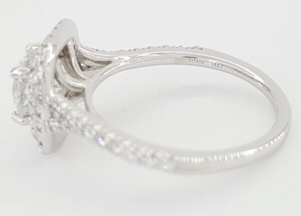 Ritani Semi-Mount Halo Diamond Engagement Ring 0.6 ct 14k White Gold 1RZ1338