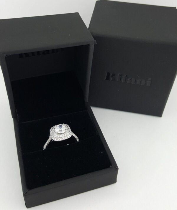 Ritani Semi-Mount Halo Diamond Engagement Ring 0.6 ct 14k White Gold 1RZ1338