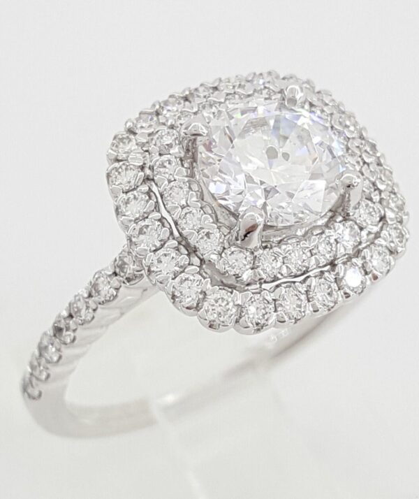 Ritani Semi-Mount Halo Diamond Engagement Ring 0.75 ct 14k White Gold 1RZ1336