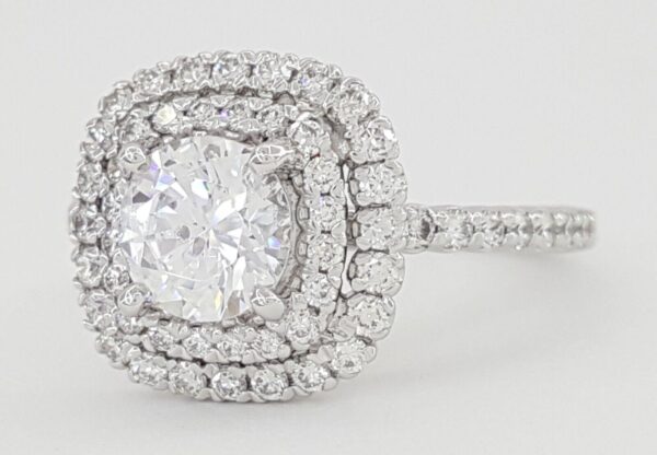 Ritani Semi-Mount Halo Diamond Engagement Ring 0.75 ct 14k White Gold 1RZ1336