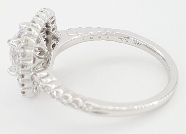 Ritani Semi-Mount Halo Diamond Engagement Ring 0.75 ct 14k White Gold 1RZ1336