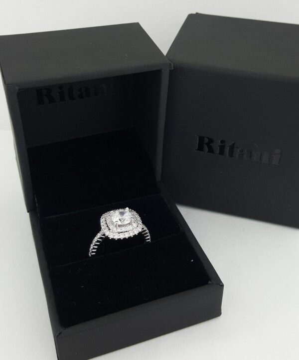 Ritani Semi-Mount Halo Diamond Engagement Ring 0.75 ct 14k White Gold 1RZ1336