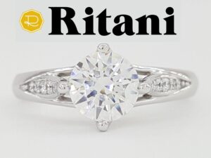 Ritani Semi-Mount Vintage Diamond 0.08 ct Engagement Ring 18k White Gold 1RZ1379