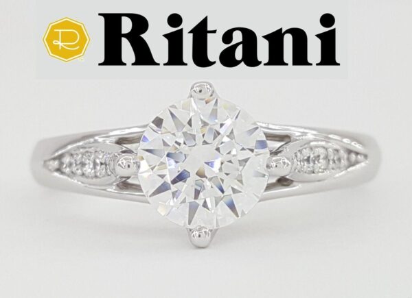 Ritani Semi-Mount Vintage Diamond 0.08 ct Engagement Ring 18k White Gold 1RZ1379