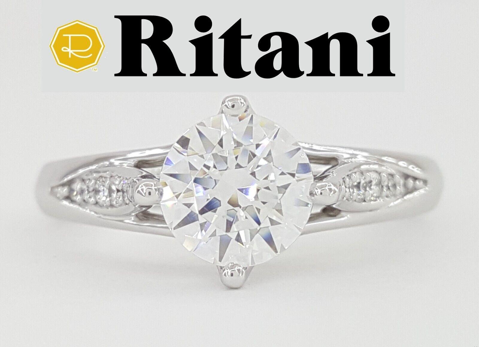 Ritani Semi-Mount Vintage Diamond 0.08 ct Engagement Ring 18k White Gold 1RZ1379