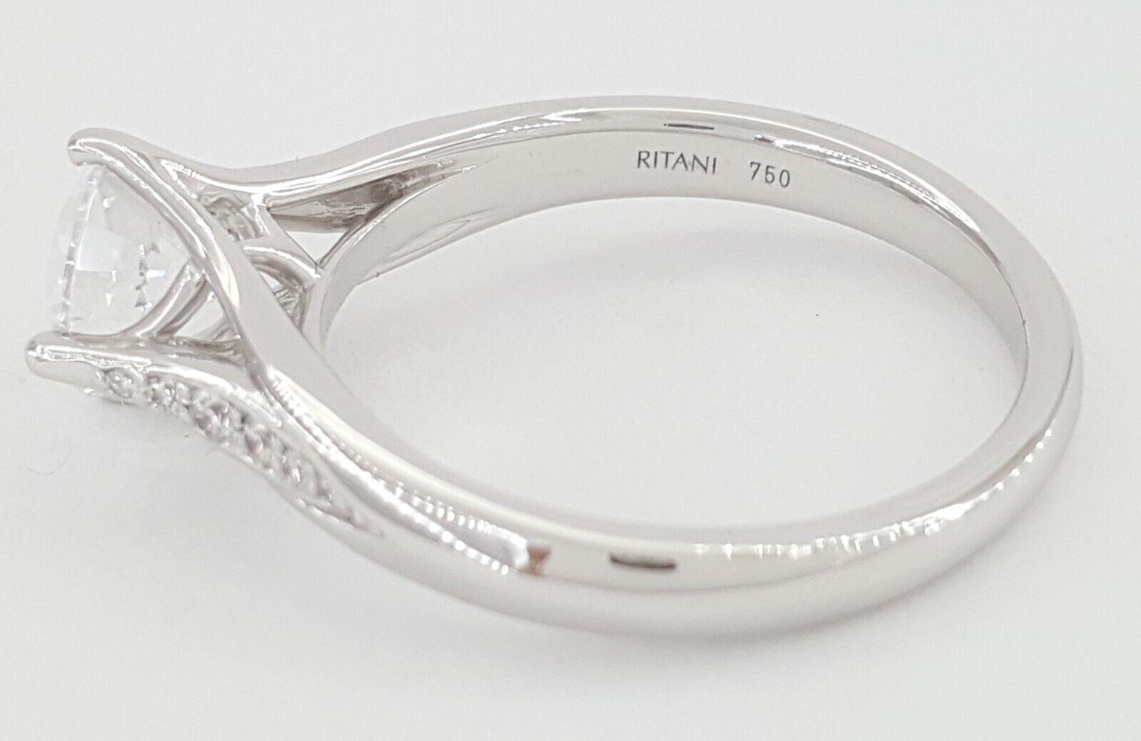 Ritani Semi-Mount Vintage Diamond 0.08 ct Engagement Ring 18k White Gold 1RZ1379