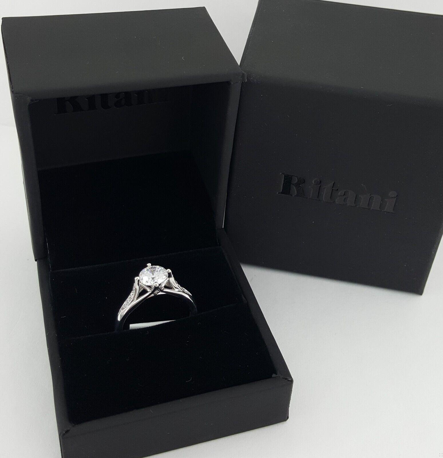 Ritani Semi-Mount Vintage Diamond 0.08 ct Engagement Ring 18k White Gold 1RZ1379