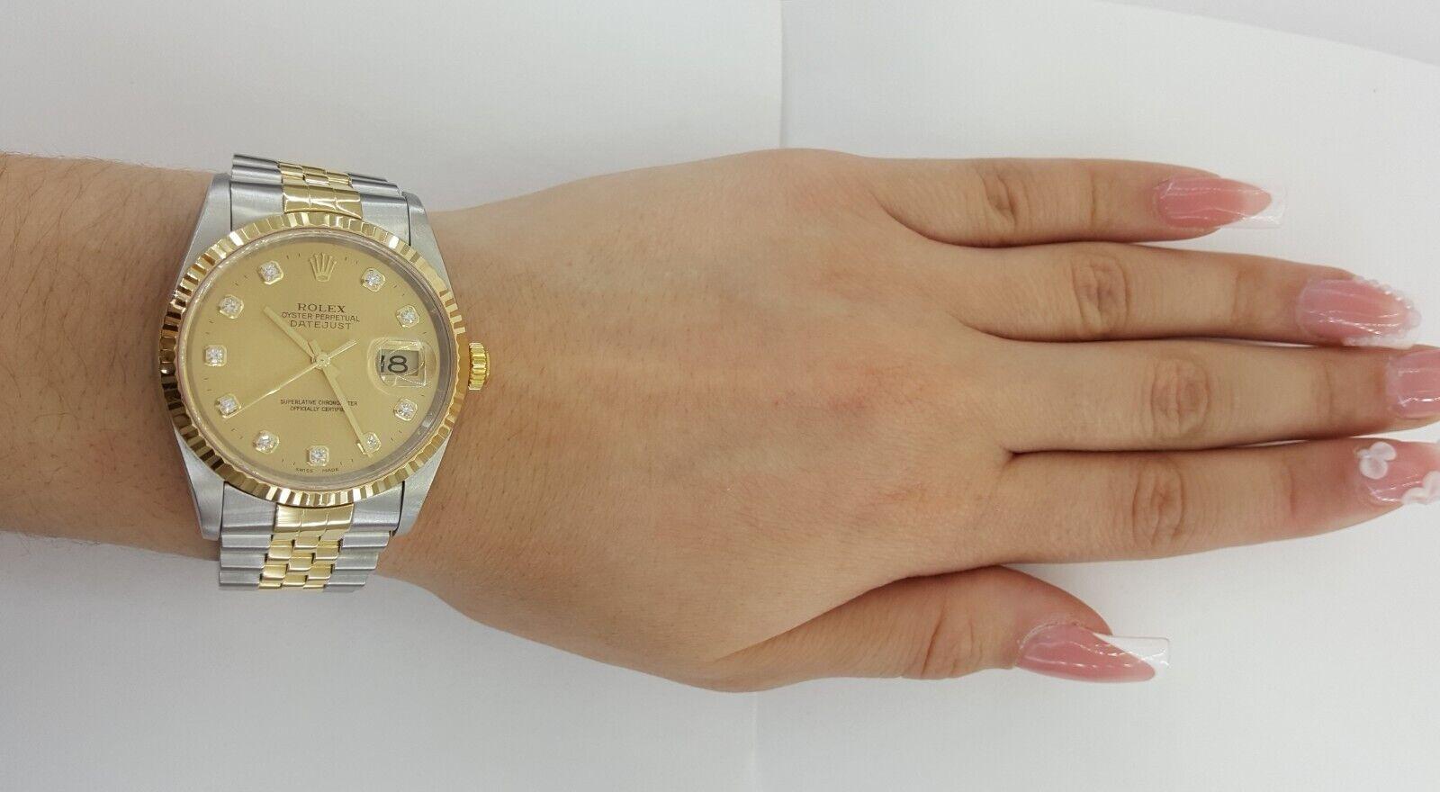 Rolex DateJust 16233 36 mm SS & 18K Jubilee Factory Diamond Dial Mfr 2001