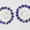 Round Cut Diamond Sapphire Halo Earrings 14k White Gold 0.9 ct Retail 2,950