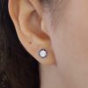 Round Cut Diamond Sapphire Halo Earrings 14k White Gold 0.9 ct Retail 2,950