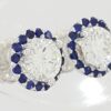 Round Cut Diamond Sapphire Halo Earrings 14k White Gold 0.9 ct Retail 2,950