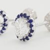 Round Cut Diamond Sapphire Halo Earrings 14k White Gold 0.9 ct Retail 2,950