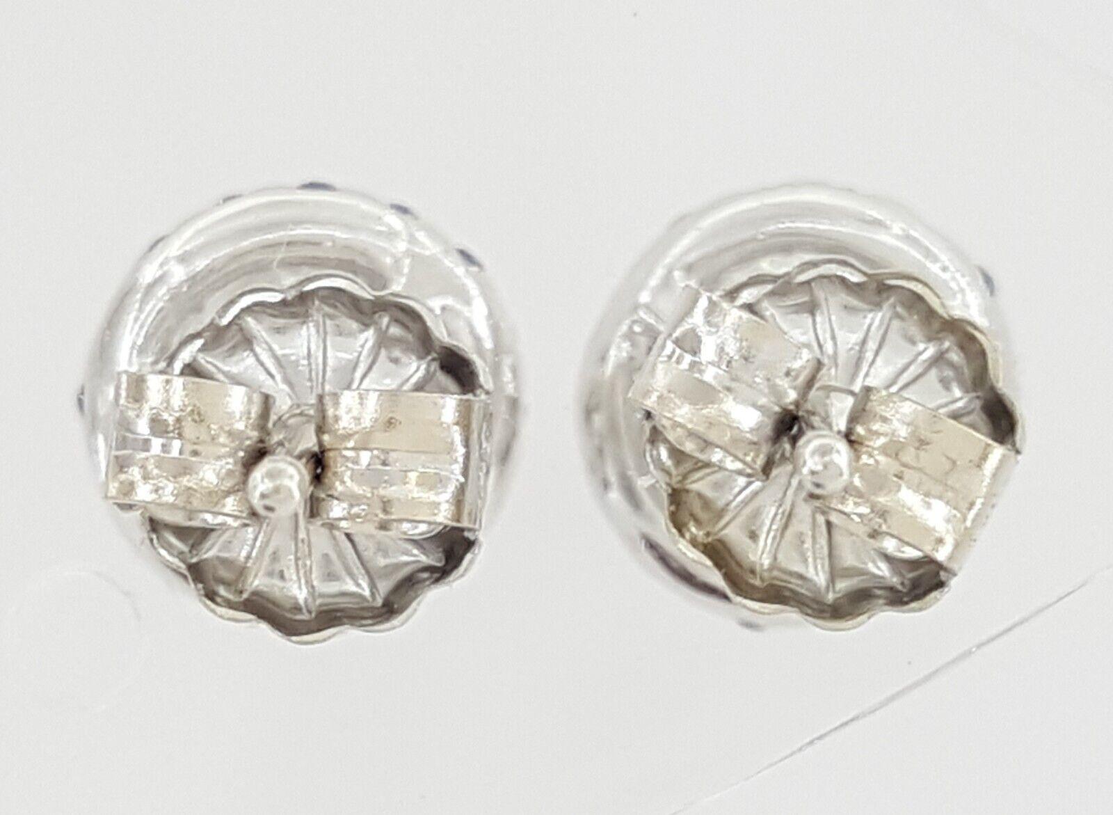 Round Cut Diamond Sapphire Halo Earrings 14k White Gold 0.9 ct Retail 2,950