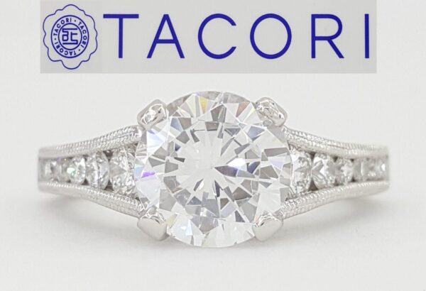 Tacori Reverse Crescent HT251012X Round Plat Semi-Mount Engagement Ring 0.62 ct