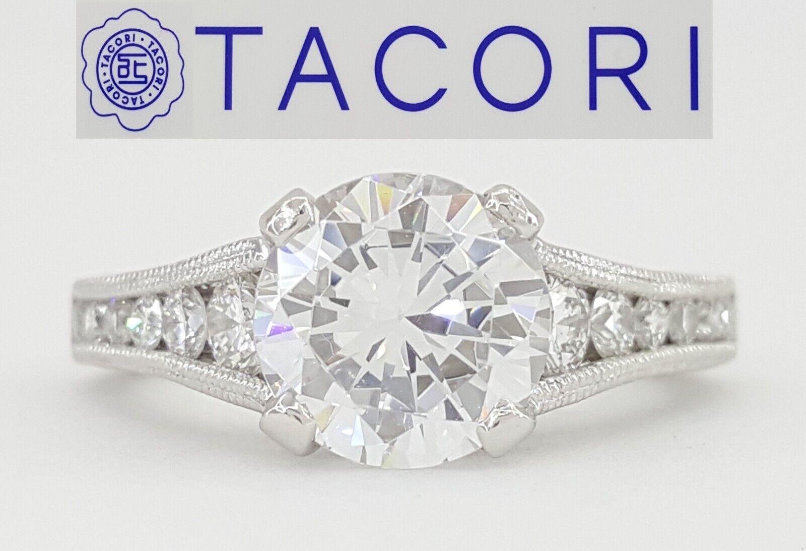 Tacori Reverse Crescent HT251012X Round Plat Semi-Mount Engagement Ring 0.62 ct