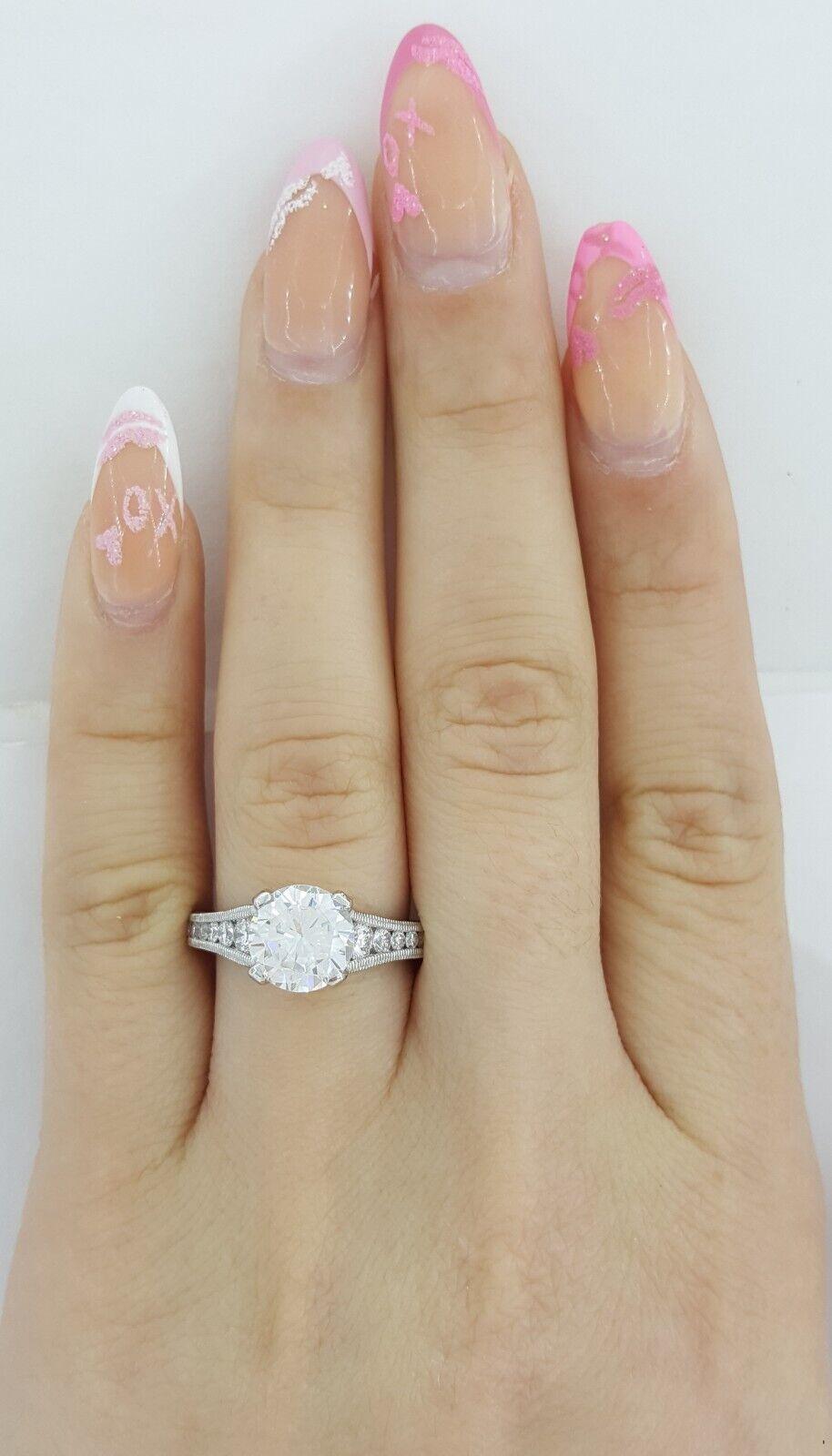 Tacori Reverse Crescent HT251012X Round Plat Semi-Mount Engagement Ring 0.62 ct
