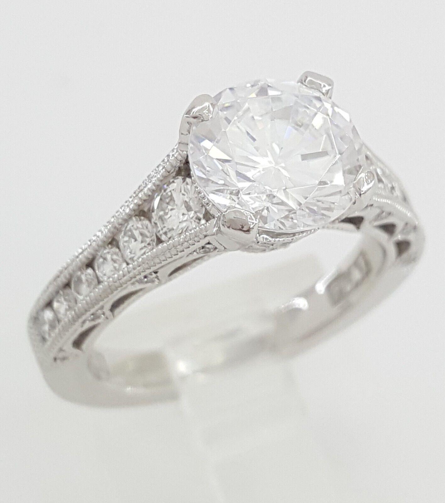 Tacori Reverse Crescent HT251012X Round Plat Semi-Mount Engagement Ring 0.62 ct