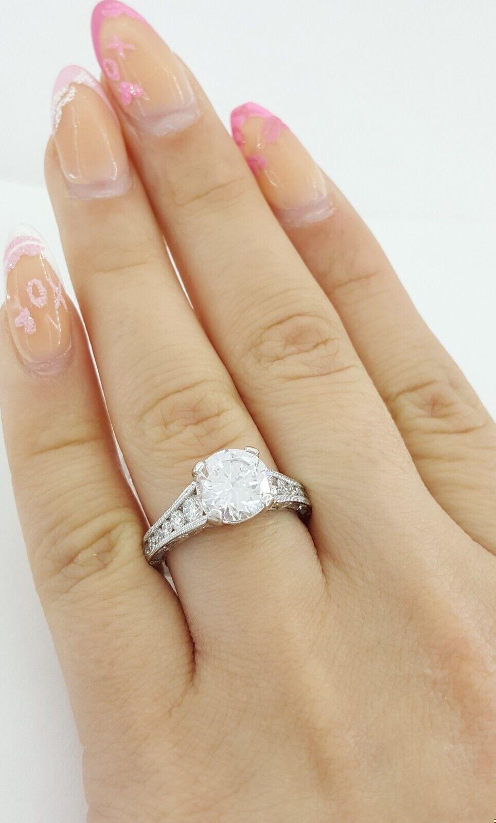 Tacori Reverse Crescent HT251012X Round Plat Semi-Mount Engagement Ring 0.62 ct