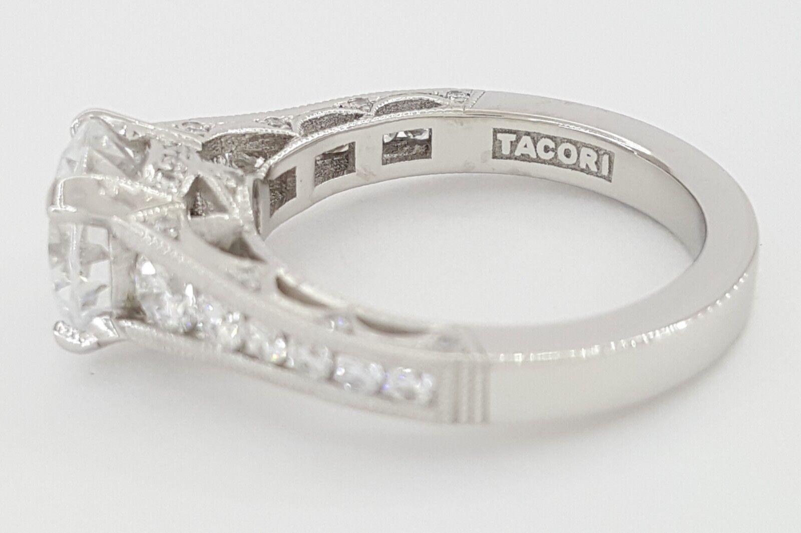 Tacori Reverse Crescent HT251012X Round Plat Semi-Mount Engagement Ring 0.62 ct
